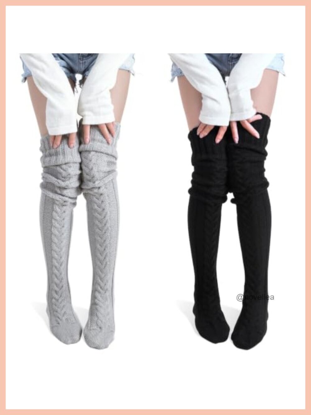 Cable Knit Thigh High Over the Knee Socks Acrylic Leg Warmers